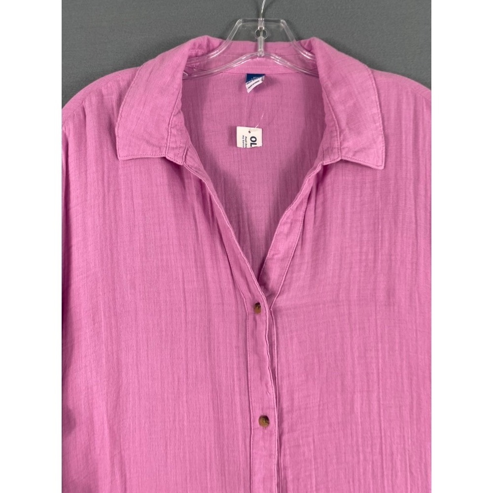 NWT Old Navy Shirt Women Sz XL Tall Oversized Orchid Pink Gauzy Cotton Relaxed - Picture 3 of 13